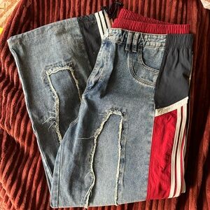 AKIRA wide leg denim track pant